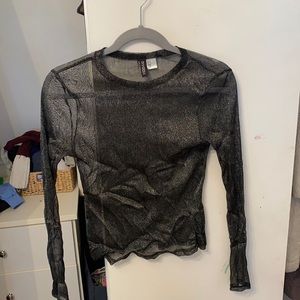 H&M Sheer Black Metallic Long Sleeve